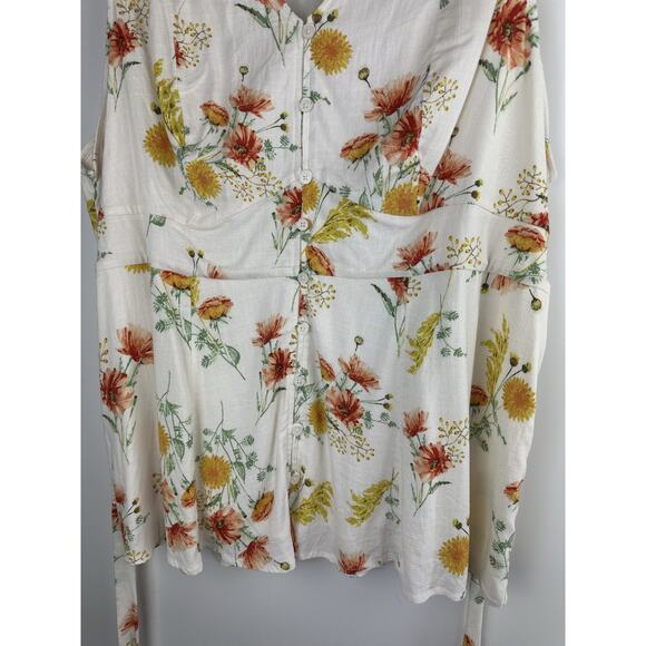NWT Torrid Rayon Slub Button Up Waist Detail Tank Blouse Tie Floral Plus Size 4X - Picture 5 of 12
